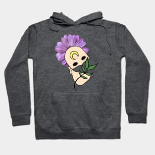 Purple Daisy with a Surreal Creepy Human Face Hoodie